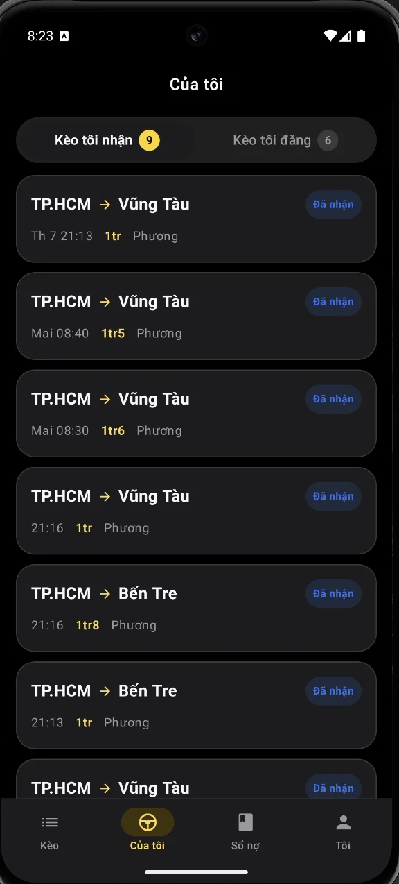 Kèo của tôi trên Android